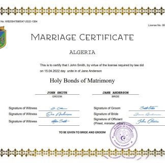 Algeria marriage certificate Word and PDF template download template file