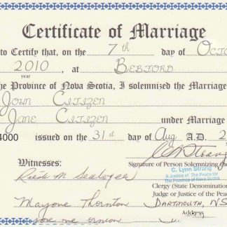 Canada Province of Nova Scotia marriage certificate template in PSD download template file