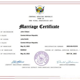 Central African Republic marriage certificate Word and PDF template download template file