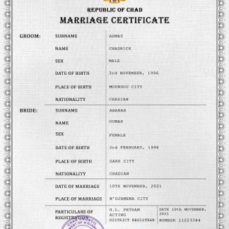 Chad marriage certificate PSD template download template file