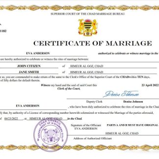 Chad marriage certificate Word and PDF template download template file