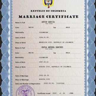Colombia marriage certificate psd download template file