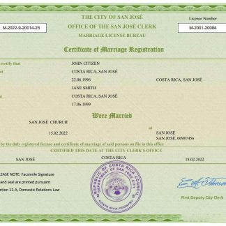 Costa Rica marriage certificate Word and PDF template download template file
