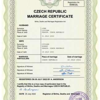 Czechia marriage certificate download template file