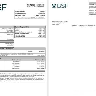 Saudi Arabia Banque Saudi Fransi mortgage statement in Word and PDF formats download template file