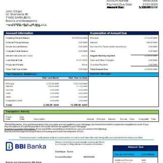 Bosnia and Herzegovina BBI Bank bank mortgage statement scr download template file