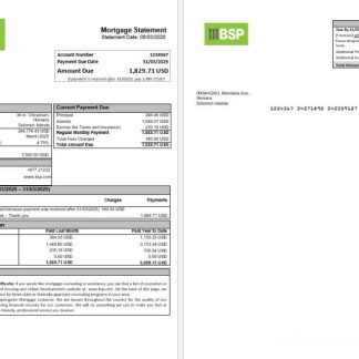 Solomon Islands BSP bank mortgage statement in Word and PDF formats download template file