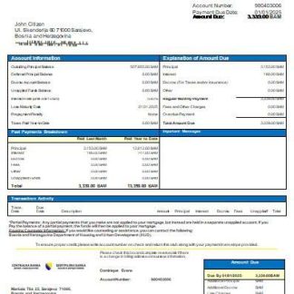 Bosnia and Herzegovina Central Bank mortgage statement scr download template file