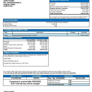 South Korea Woori bank mortgage statement in Word and PDF formats download template file