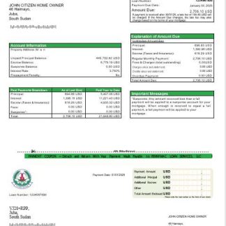 South Sudan Ivory bank mortgage statement in Word and PDF formats download template file