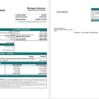 Spain Banca March mortgage statement in Word and PDF formats download template file