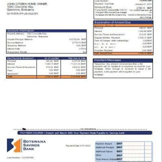 Botswana Savings bank mortgage statement scr download template file