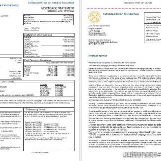 Suriname Centrale Bank Van Suriname bank mortgage statement in Word and PDF formats, 3 pages 1 2 download template file