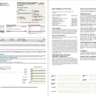 Suriname Finabank bank mortgage statement in Word and PDF formats, 2 pages download template file