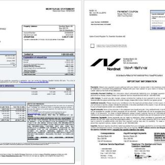 Swedish Nordnet AB bank mortgage statement in Word and PDF formats 1 2 download template file