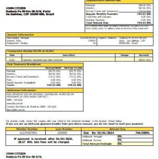 Brazil Banco do Brasil bank mortgage statement scr download template file