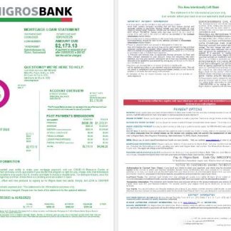 Swiss Migrosbank bank mortgage loan statement in Word and PDF formats 1 2 download template file