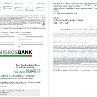 Swiss Migrosbank bank mortgage loan statement in Word and PDF formats 3 4 download template file