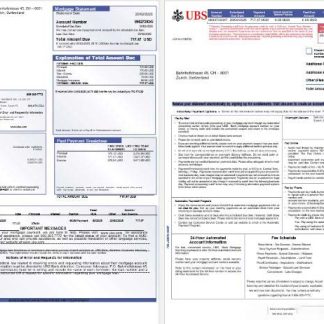 Swiss UBS bank mortgage statement in Word and PDF formats, 3 pages 1 2 download template file