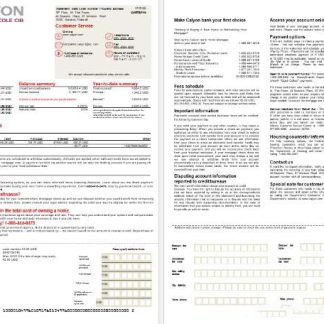 Thailand Caylon Bank mortgage statement in Word and PDF formats, 2 pages download template file