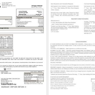 Thailand DBS bank mortgage statement in Word and PDF formats download template file