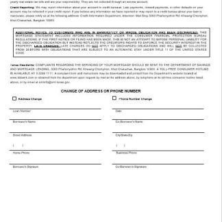 Thailand TMBThanachart Bank mortgage statement in Word and PDF formats 3 download template file
