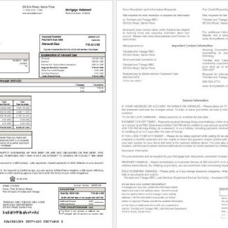 Trinidad and Tobago Royal Citizens Bankmortgage statement in Word and PDF formats download template file