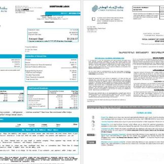 UAE Abu Dhabi Union National bank mortgage loan statement in Word and PDF formats , 8 pages 1 2 download template file