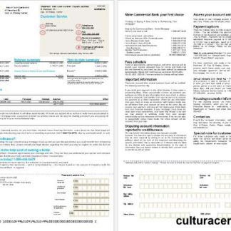 UAE Commercial Bank mortgage statement in Word and PDF formats, 2 pages download template file
