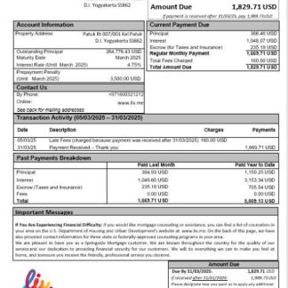 UAE Liv. Digital Bank mortgage statement in Word and PDF formats download template file