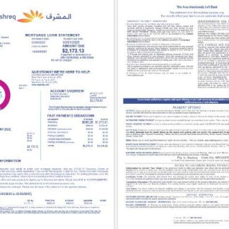 UAE Mashreq mortgage loan statement in Word and PDF formats , 4 pages 1 2 download template file