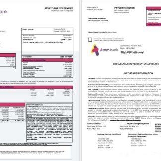 UK Atom Bank mortgage statement in Word and PDF formats 1 2 download template file