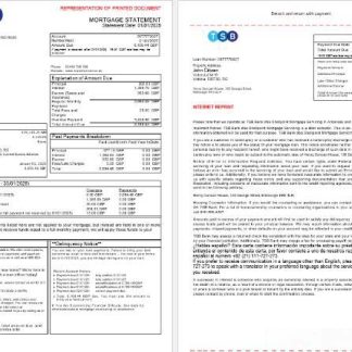 UK TSB Bank mortgage statement in Word and PDF formats, 3 pages 1 2 download template file