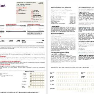 UK Ulster Bank mortgage statement in Word and PDF formats, 2 pages download template file