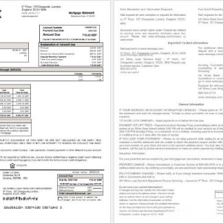 UK Wirex mortgage statement in Word and PDF formats download template file