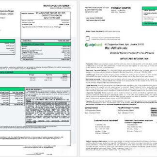 Ukrainian OTP bank mortgage statement in Word and PDF formats 1 2 download template file