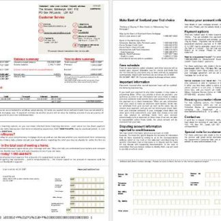 United Kingdom Bank of Scotland mortgage statement in Word and PDF formats, 2 pages download template file