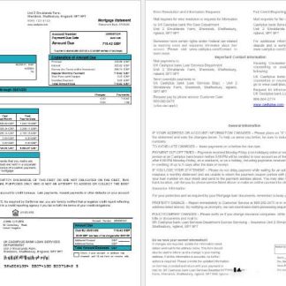 United Kingdom Cashplus bank mortgage statement in Word and PDF formats download template file