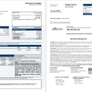 United Kingdom Citibank bank mortgage statement in Word and PDF formats 1 2 download template file