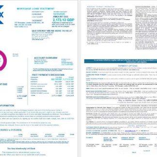 United Kingdom Halifax bank mortgage loan statement in Word and PDF formats , 4 pages 1 2 download template file