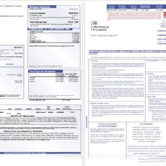 United Kingdom HM Revenue & Customs bank mortgage statement in Word and PDF formats, 3 pages 1 2 download template file