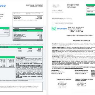 United Kingdom Monese bank mortgage statement in Word and PDF formats 1 2 download template file