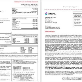 United Kingdom Suits Me bank mortgage statement in Word and PDF formats, 3 pages 1 2 download template file