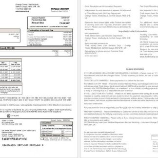 United Kingdom Think Money bank mortgage statement in Word and PDF formats download template file