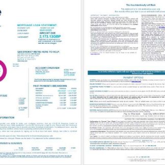 United Kingdom Wise bank mortgage loan statement in Word and PDF formats , 4 pages 1 2 download template file