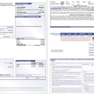 USA Aspiration bank mortgage statement in Word and PDF formats, 3 pages 1 2 download template file