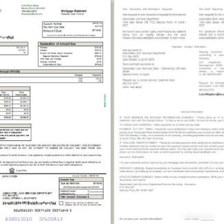 USA Associated bank mortgage statement, 2 pages SCR download template file