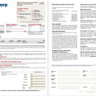 USA Bancorp bank mortgage statement in Word and PDF formats, 2 pages download template file