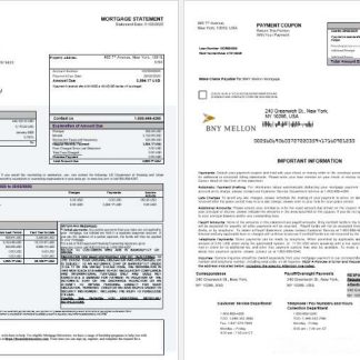 USA Bank of New York Mellon bank mortgage statement in Word and PDF formats 1 2 download template file