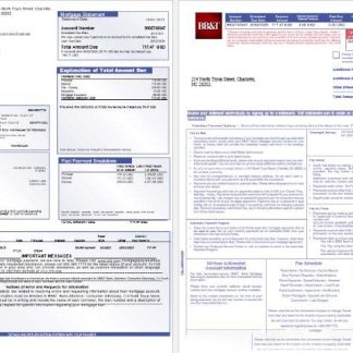 USA BB&T Corp. bank mortgage statement in Word and PDF formats, 3 pages 1 2 download template file